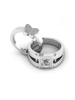 Miss Highness - 925 Sterling Silver Couple Rings for Women and Men (Pack of 2)
