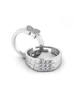 Miss Highness - 925 Sterling Silver Couple Rings for Women and Men (Pack of 2)
