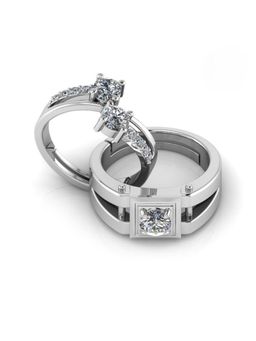 Miss Highness - 925 Sterling Silver Couple Rings for Women and Men (Pack of 2)