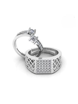 Miss Highness - 925 Sterling Silver Couple Rings for Women and Men (Pack of 2)