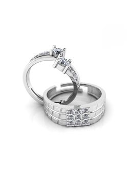 Miss Highness - 925 Sterling Silver Couple Rings for Women and Men (Pack of 2)