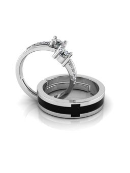 Miss Highness - 925 Sterling Silver Couple Rings for Women and Men (Pack of 2)