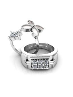 Miss Highness - 925 Sterling Silver Couple Rings for Women and Men (Pack of 2)
