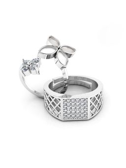 Miss Highness - 925 Sterling Silver Couple Rings for Women and Men (Pack of 2)