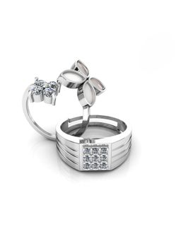Miss Highness - 925 Sterling Silver Couple Rings for Women and Men (Pack of 2)