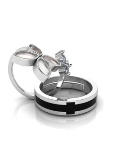 Miss Highness - 925 Sterling Silver Couple Rings for Women and Men (Pack of 2)