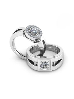 Miss Highness - 925 Sterling Silver Couple Rings for Women and Men (Pack of 2)