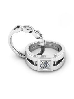 Miss Highness - 925 Sterling Silver Couple Rings for Women and Men (Pack of 2)