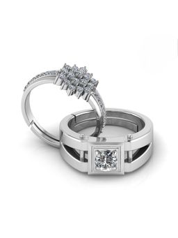 Miss Highness - 925 Sterling Silver Couple Rings for Women and Men (Pack of 2)
