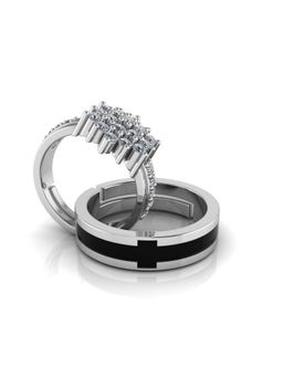 Miss Highness - 925 Sterling Silver Couple Rings for Women and Men (Pack of 2)