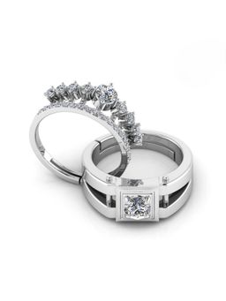 Miss Highness - 925 Sterling Silver Couple Rings for Women and Men (Pack of 2)