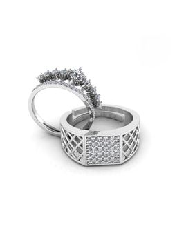 Miss Highness - 925 Sterling Silver Couple Rings for Women and Men (Pack of 2)