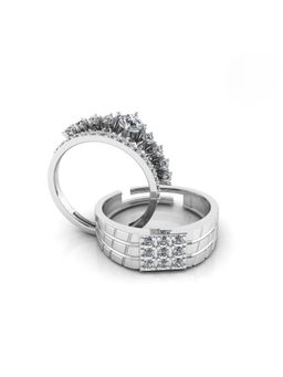 Miss Highness - 925 Sterling Silver Couple Rings for Women and Men (Pack of 2)