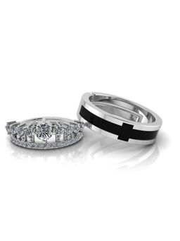 Miss Highness - 925 Sterling Silver Couple Rings for Women and Men (Pack of 2)