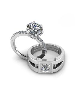 Miss Highness - 925 Sterling Silver Couple Rings for Women and Men (Pack of 2)