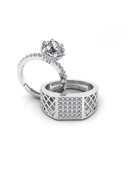 Miss Highness - 925 Sterling Silver Couple Rings for Women and Men (Pack of 2)