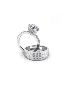 Miss Highness - 925 Sterling Silver Couple Rings for Women and Men (Pack of 2)