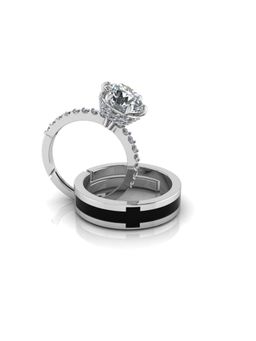 Miss Highness - 925 Sterling Silver Couple Rings for Women and Men (Pack of 2)