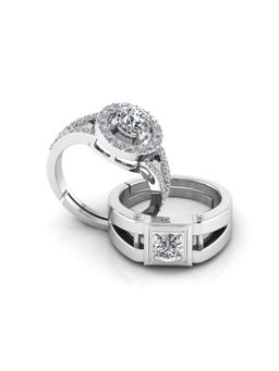 Miss Highness - 925 Sterling Silver Couple Rings for Women and Men (Pack of 2)
