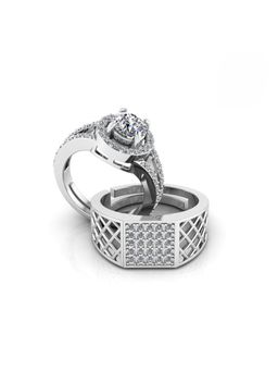 Miss Highness - 925 Sterling Silver Couple Rings for Women and Men (Pack of 2)