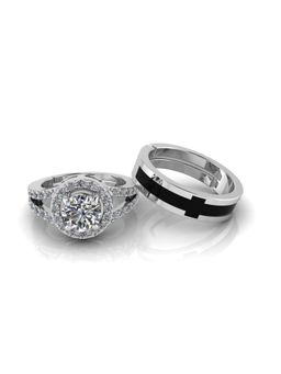 Miss Highness - 925 Sterling Silver Couple Rings for Women and Men (Pack of 2)