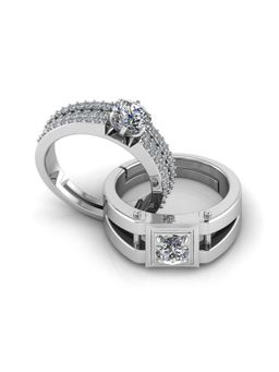 Miss Highness - 925 Sterling Silver Couple Rings for Women and Men (Pack of 2)