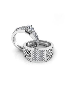 Miss Highness - 925 Sterling Silver Couple Rings for Women and Men (Pack of 2)