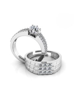 Miss Highness - 925 Sterling Silver Couple Rings for Women and Men (Pack of 2)