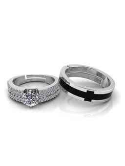 Miss Highness - 925 Sterling Silver Couple Rings for Women and Men (Pack of 2)
