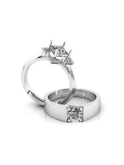 Miss Highness - 925 Sterling Silver Couple Rings for Women and Men (Pack of 2)
