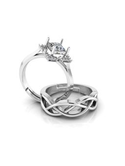 Miss Highness - 925 Sterling Silver Couple Rings for Women and Men (Pack of 2)