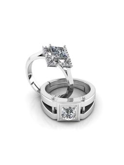 Miss Highness - 925 Sterling Silver Couple Rings for Women and Men (Pack of 2)
