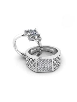 Miss Highness - 925 Sterling Silver Couple Rings for Women and Men (Pack of 2)