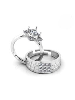 Miss Highness - 925 Sterling Silver Couple Rings for Women and Men (Pack of 2)