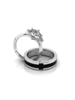 Miss Highness - 925 Sterling Silver Couple Rings for Women and Men (Pack of 2)