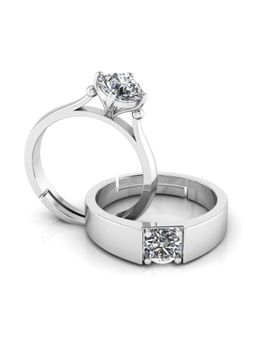 Miss Highness - 925 Sterling Silver Couple Rings for Women and Men (Pack of 2)