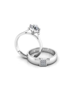 Miss Highness - 925 Sterling Silver Couple Rings for Women and Men (Pack of 2)