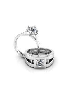 Miss Highness - 925 Sterling Silver Couple Rings for Women and Men (Pack of 2)