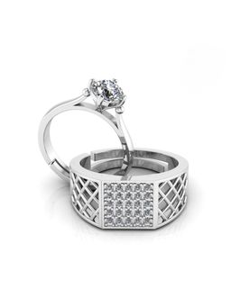 Miss Highness - 925 Sterling Silver Couple Rings for Women and Men (Pack of 2)
