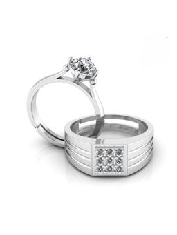 Miss Highness - 925 Sterling Silver Couple Rings for Women and Men (Pack of 2)