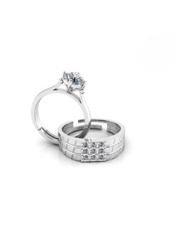 Miss Highness - 925 Sterling Silver Couple Rings for Women and Men (Pack of 2)
