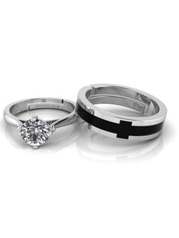 Miss Highness - 925 Sterling Silver Couple Rings for Women and Men (Pack of 2)