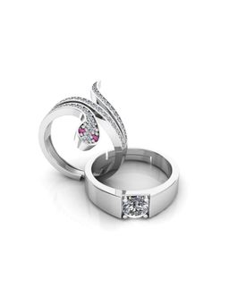 Miss Highness - 925 Sterling Silver Couple Rings for Women and Men (Pack of 2)