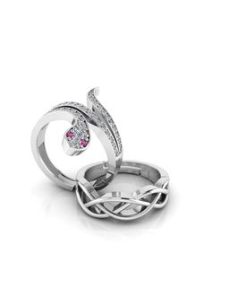 Miss Highness - 925 Sterling Silver Couple Rings for Women and Men (Pack of 2)