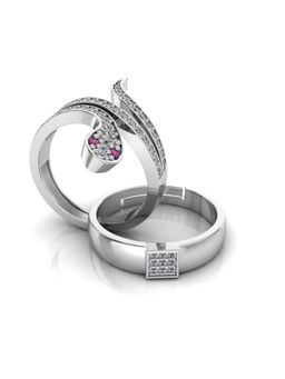 Miss Highness - 925 Sterling Silver Couple Rings for Women and Men (Pack of 2)