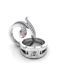 Miss Highness - 925 Sterling Silver Couple Rings for Women and Men (Pack of 2)