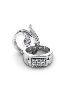Miss Highness - 925 Sterling Silver Couple Rings for Women and Men (Pack of 2)