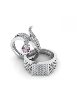 Miss Highness - 925 Sterling Silver Couple Rings for Women and Men (Pack of 2)
