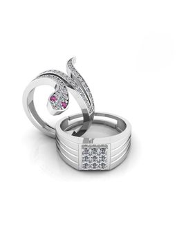 Miss Highness - 925 Sterling Silver Couple Rings for Women and Men (Pack of 2)