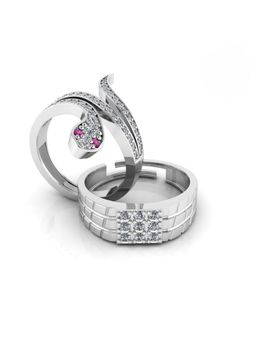 Miss Highness - 925 Sterling Silver Couple Rings for Women and Men (Pack of 2)